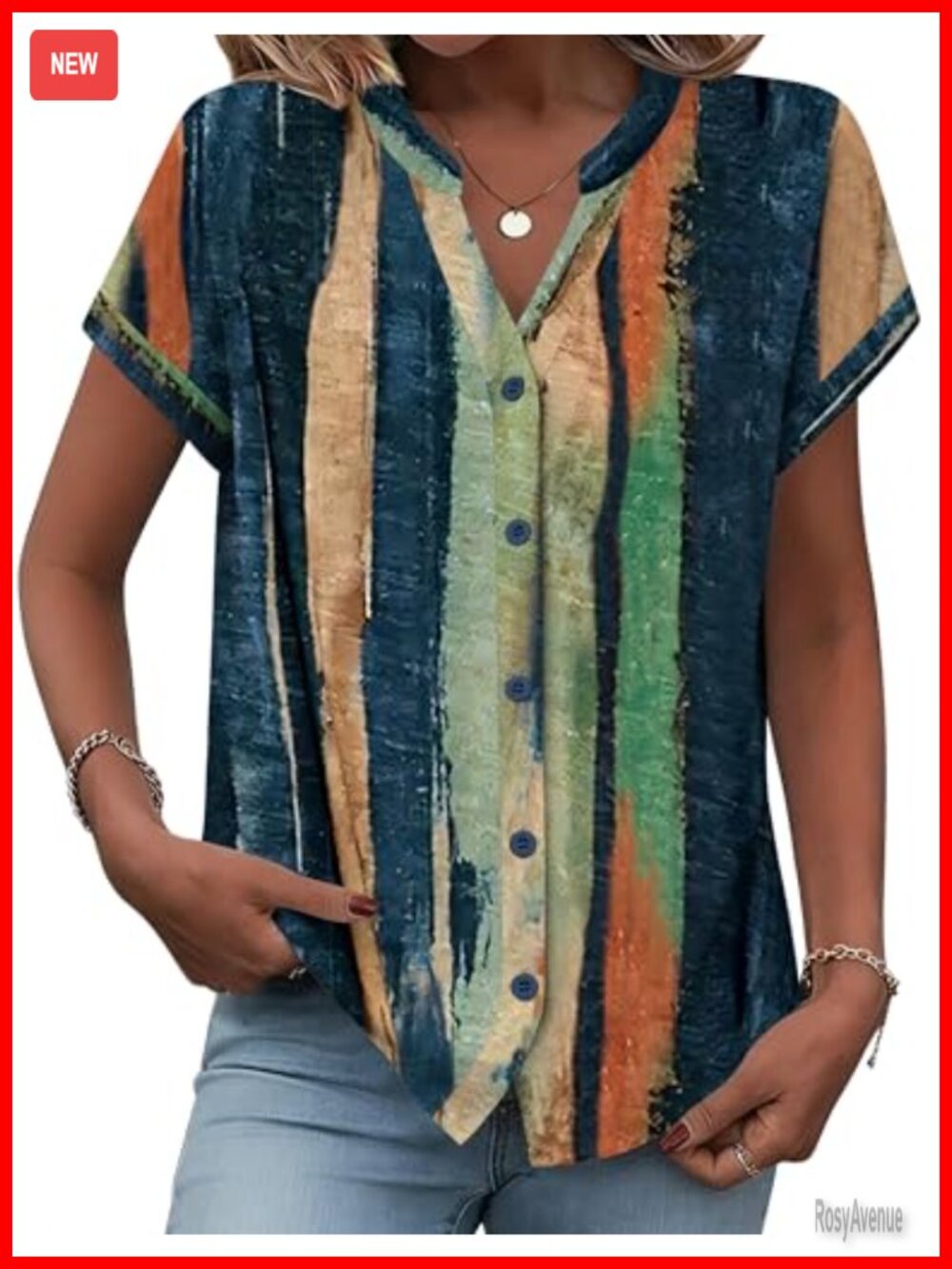 Zeagoo Women's Button Down Shirt Short Sleeve V Neck Collar Blouse Business
